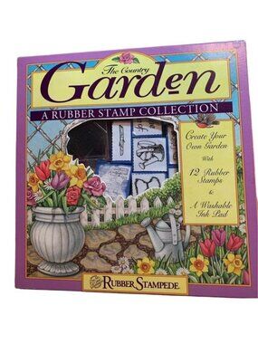 The Country Garden 12 Rubber Stamp Ink Pad Set
